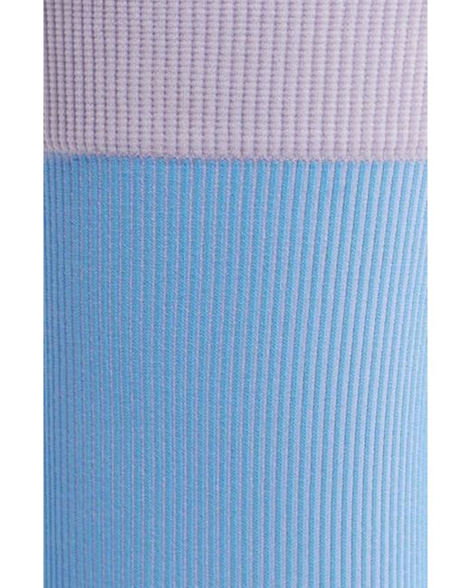 Item M6 Blue Two Tone Rib Compression Crew Socks