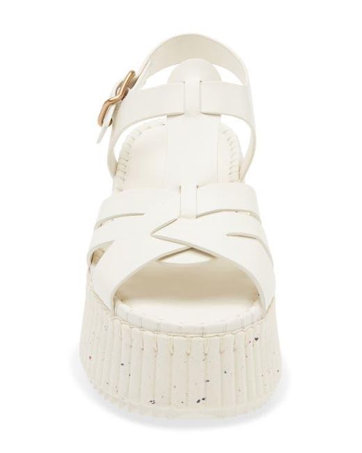 Chloé White Nama Wedge Platform Sandal