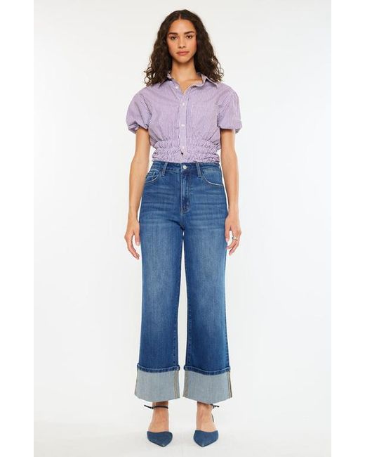 Kancan Blue Delia Essentials High Rise Crop Wide Leg Jeans