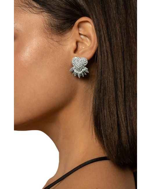 Deepa Gurnani White Danira Crystal Heart Earrings