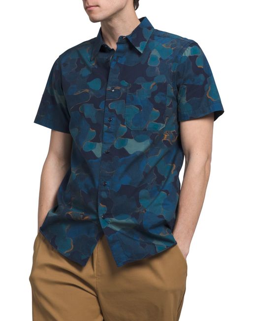 The North Face Blue Baytrail Print Short Sleeve Shirt for men