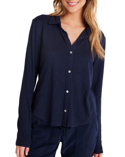 Bella Dahl Blue Cotton Knit Button-Up Shirt