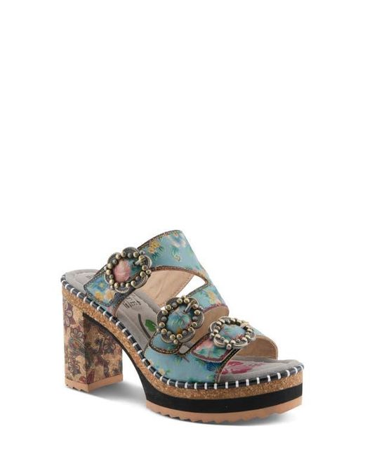 Spring Step Blue Milemarker Platform Slide Sandal