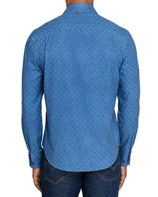 Brooklyn Brigade Blue Ring Print Woven Long Sleeve Basic for men