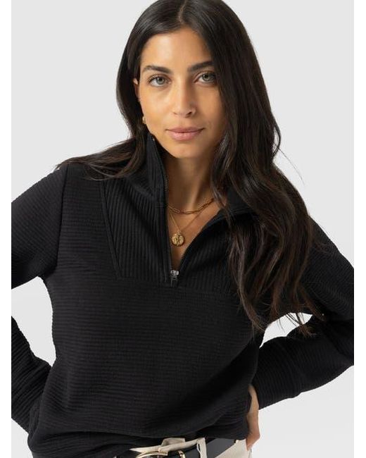 Saint + Sofia Black Halsey Quarter Zip