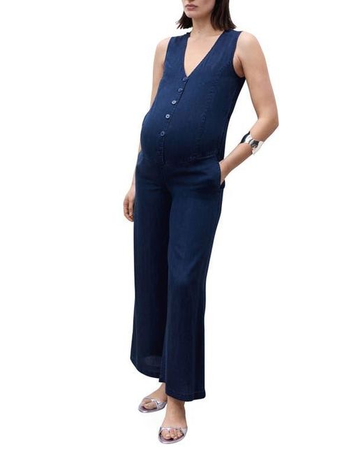 Mango Blue Chambray Maternity Jumpsuit