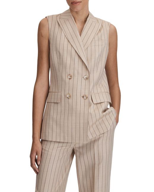 Reiss Natural Odette Pinstripe Double Breasted Vest