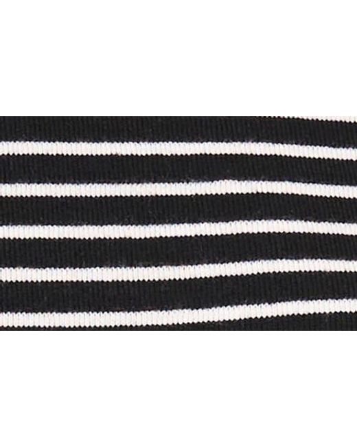 Cece Black Stripe Scallop Neck Sweater