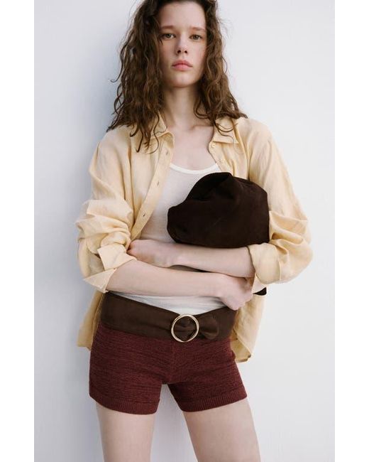 Mango Red Fitted Knit Shorts