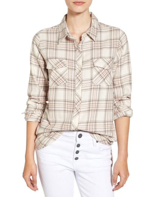 Volcom White 'cozy Days' Plaid Flannel Shirt
