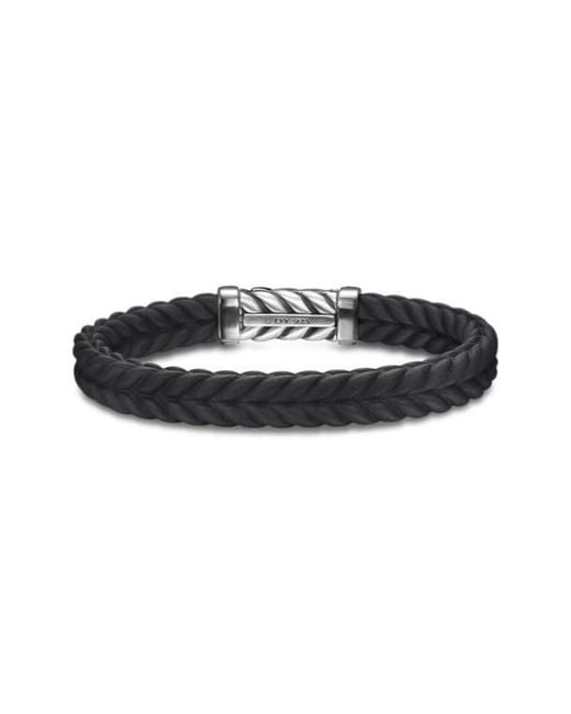 David Yurman Black Chevron Station Rubber Bracelet for men