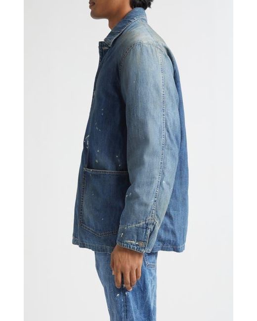 Visvim Blue Distressed Denim Down Chore Jacket for men