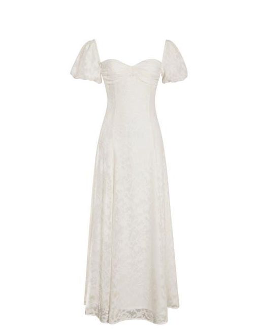 Miss Circle White Pandora Bubble Sleeve Backless Maxi Dress