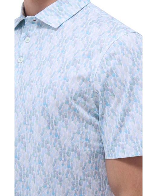 Bugatchi White Victor Ooohcotton Pineapple Print Polo for men