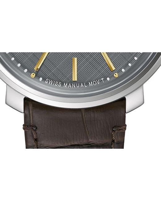 Bulova Gray Frank Sinatra The Best Is Yet To Come Leather Strap Watch for men