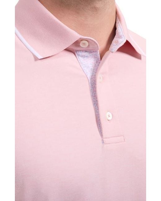Bugatchi Red Performance Tipped Polo for men