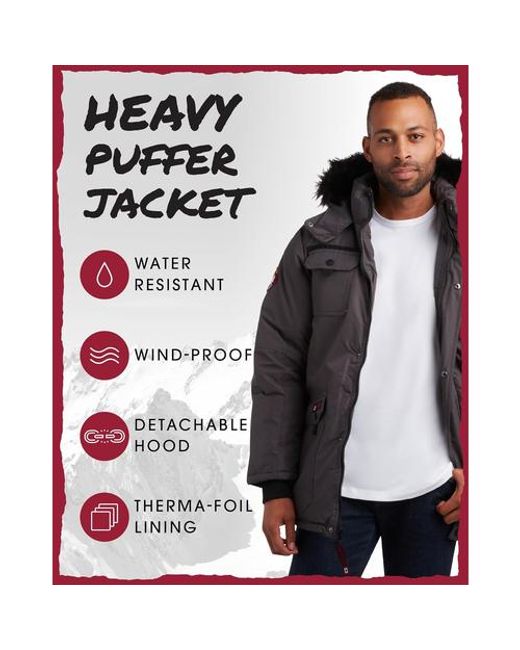 canada weather gear Black Insulated Puffer Jacket for men