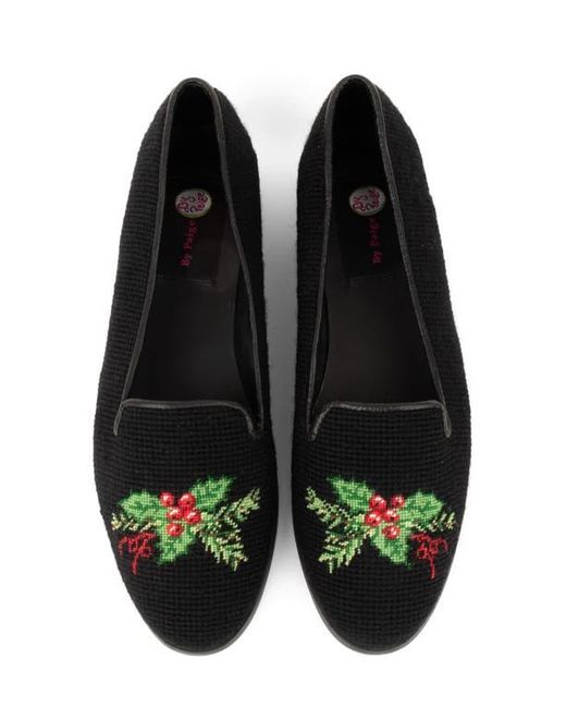 PAIGE Black Needlepoint Holly Flat