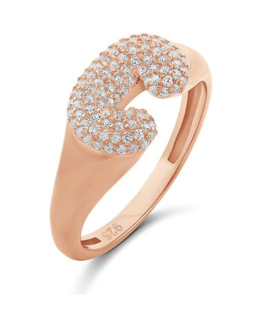SHYMI White Pavé Bubble Initial Ring