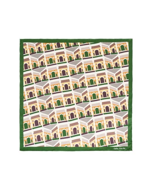 Lost Pattern Green Square Arch Print Silk Bandana