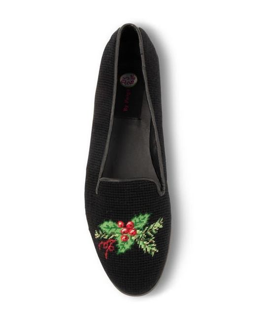 PAIGE Black Needlepoint Holly Flat
