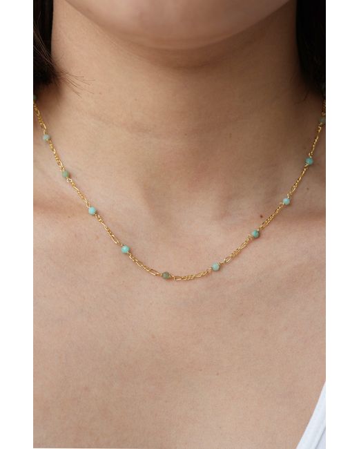 Argento Vivo Sterling Silver Blue Amazonite Figaro Chain Necklace