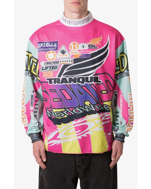 MNML Pink Motocross Mock Neck Jersey for men
