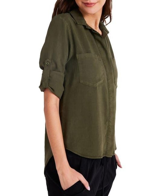 Bella Dahl Green Split Back Button-Up Shirt