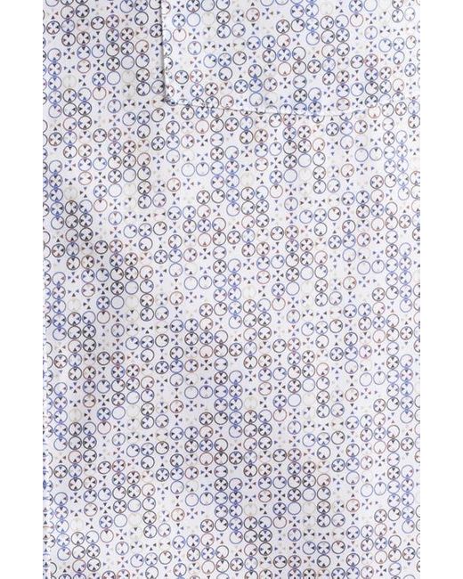 Johnston & Murphy White Circle Grid Print Button Down Shirt for men