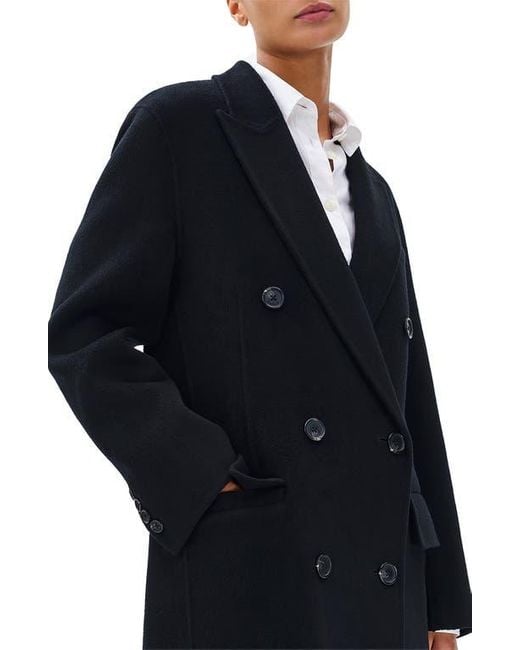 Rag & Bone Black Vasso Double Breasted Wool Blend Coat