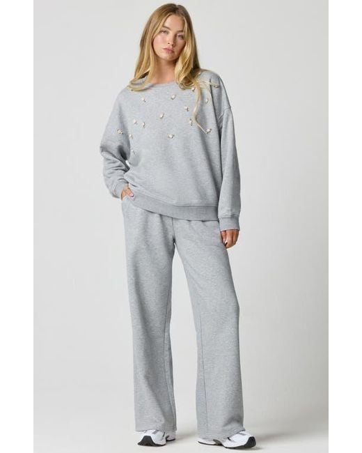 Florence By Mills Gray Rosette Oversize Pullover