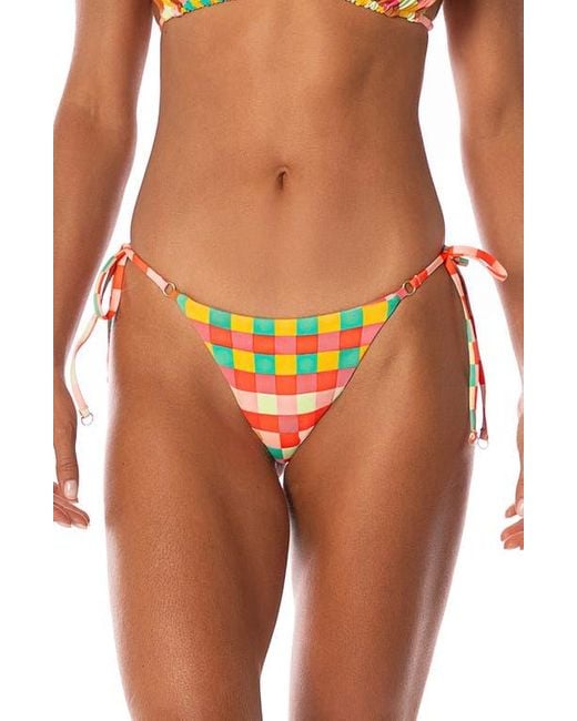 Maaji Orange Golden Gambit Oahu Reversible Side Tie Bikini Bottoms