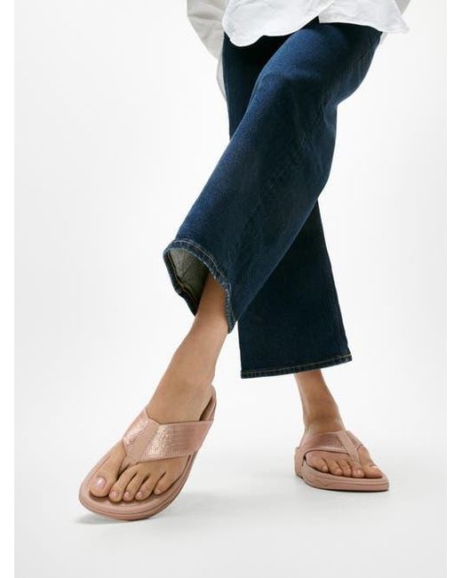 Fitflop Brown Surfa Sequin Toe-Post Sandals