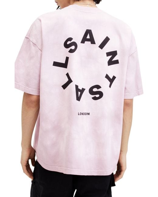 AllSaints Pink Tierra Logo Graphic T-shirt for men
