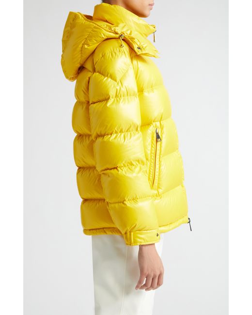Moncler Yellow Maire Hooded Short Down Puffer Jacket
