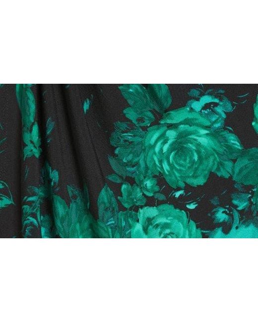 Connected Apparel Green Floral Chiffon Bell Sleeve Dress