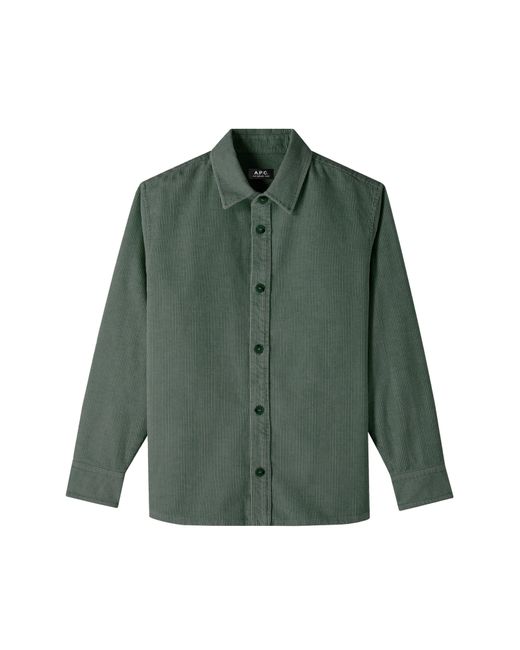 A.P.C. Green A. P.c. Bobby Oversize Cotton & Linen Corduroy Button-up Shirt Jacket for men