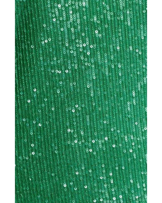 Anne Klein Green Sequin Double Scoop Neck Mesh Tank