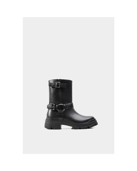 Dante Black Leather Combat Boots Balia