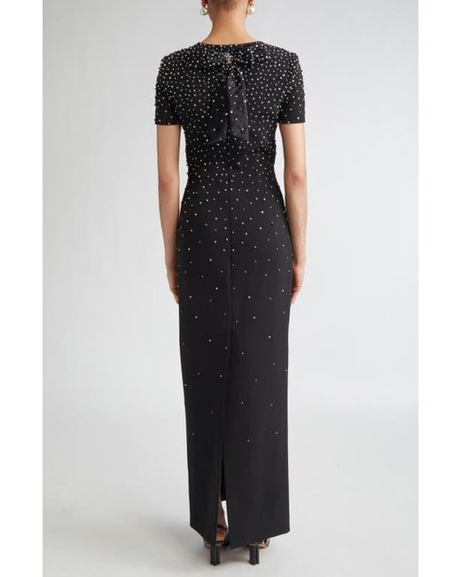 Carolina Herrera Black Crystal Embellished Stretch Crepe Column Gown