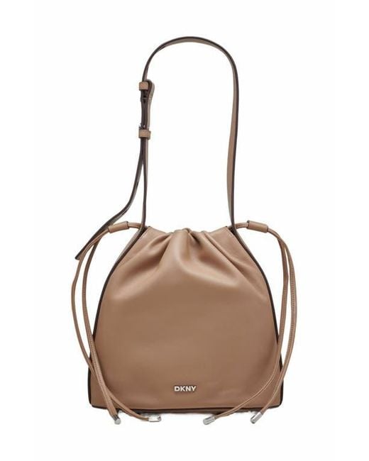 DKNY Brown Channing Drawstring Bag