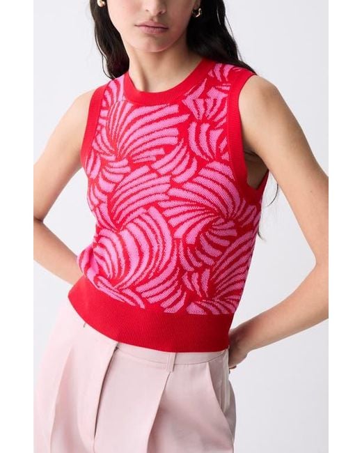 DELUC Pink Thyago Abstract Jacquard Sleeveless Sweater