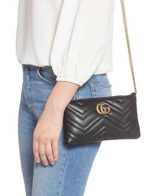 Gucci Marmont 2.0 Leather Wallet On A Chain in Pink - Lyst