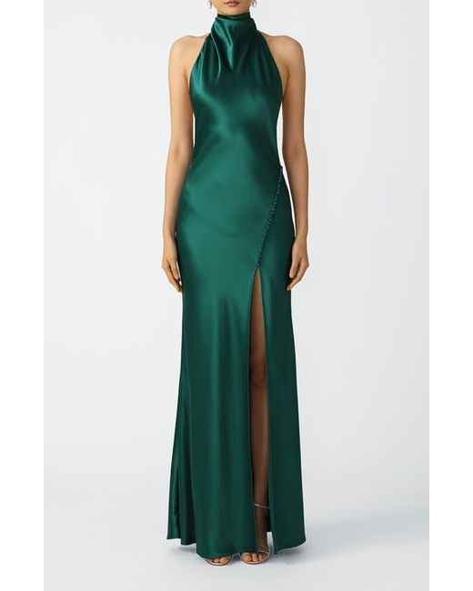 SAU LEE Green Penelope Satin Gown