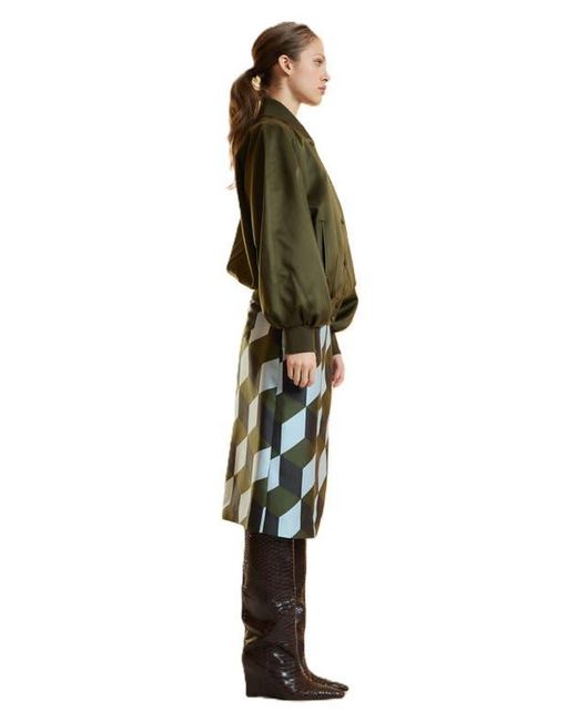 Cynthia Rowley Green Satin Bomber Jacket
