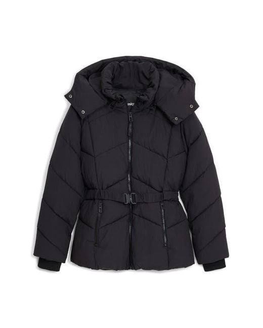 Desigual Black Quilted Puffer Coat With Removable Hood