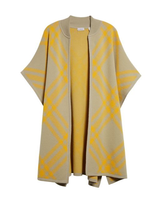 Burberry Yellow Carly Check Wool Cape