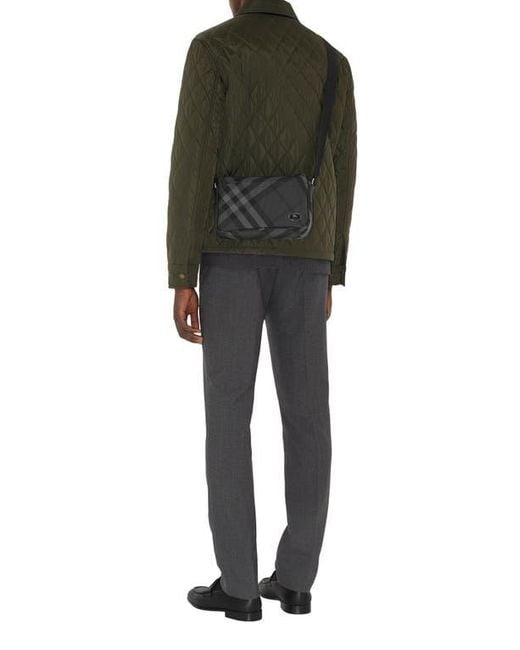 Burberry Black Grid Check Woven Crossbody Bag for men