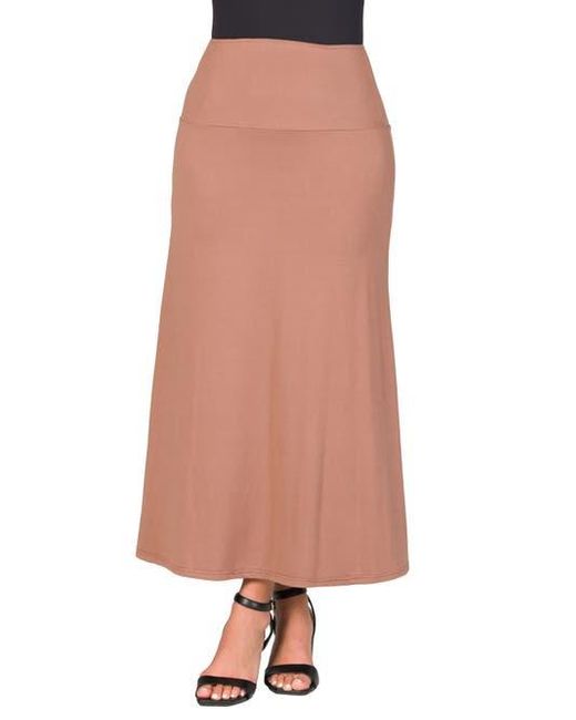 24seven Comfort Apparel Pink Maternity Elastic Waist Maxi Skirt