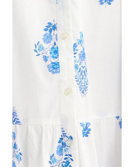 Sugarlips White Yila Floral Beth Tiered Cotton Midi Dress